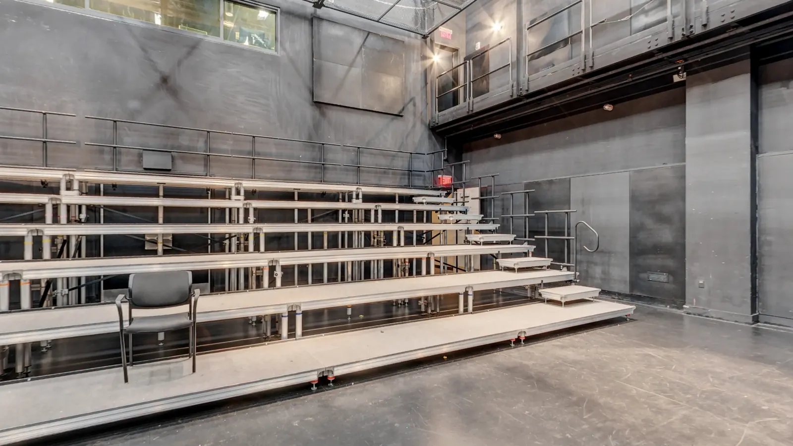The black box set with riser seating