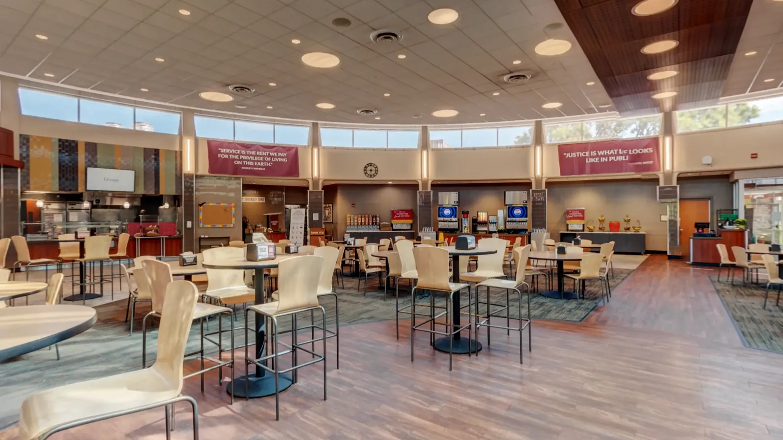 The main dining hall under its skylight