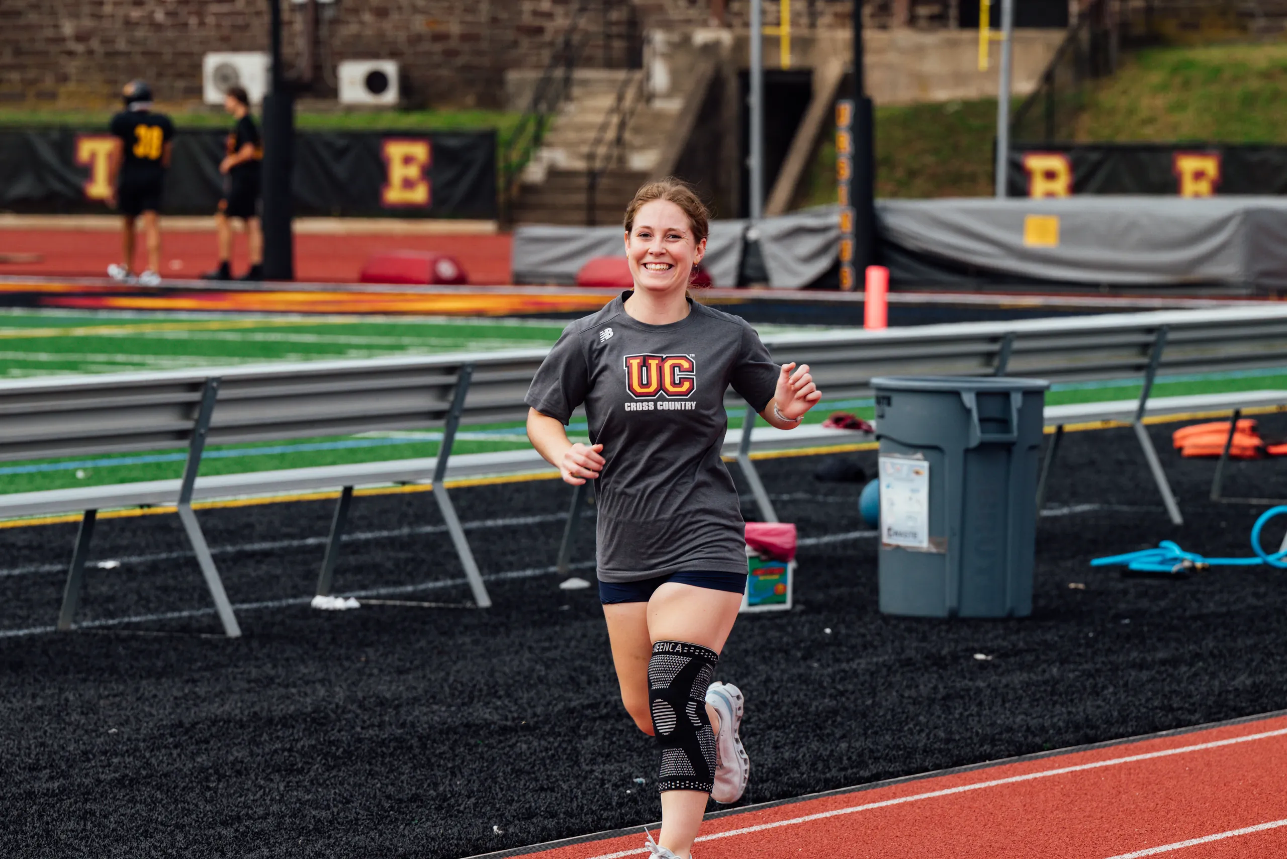 A runner on the track at Patterson Field