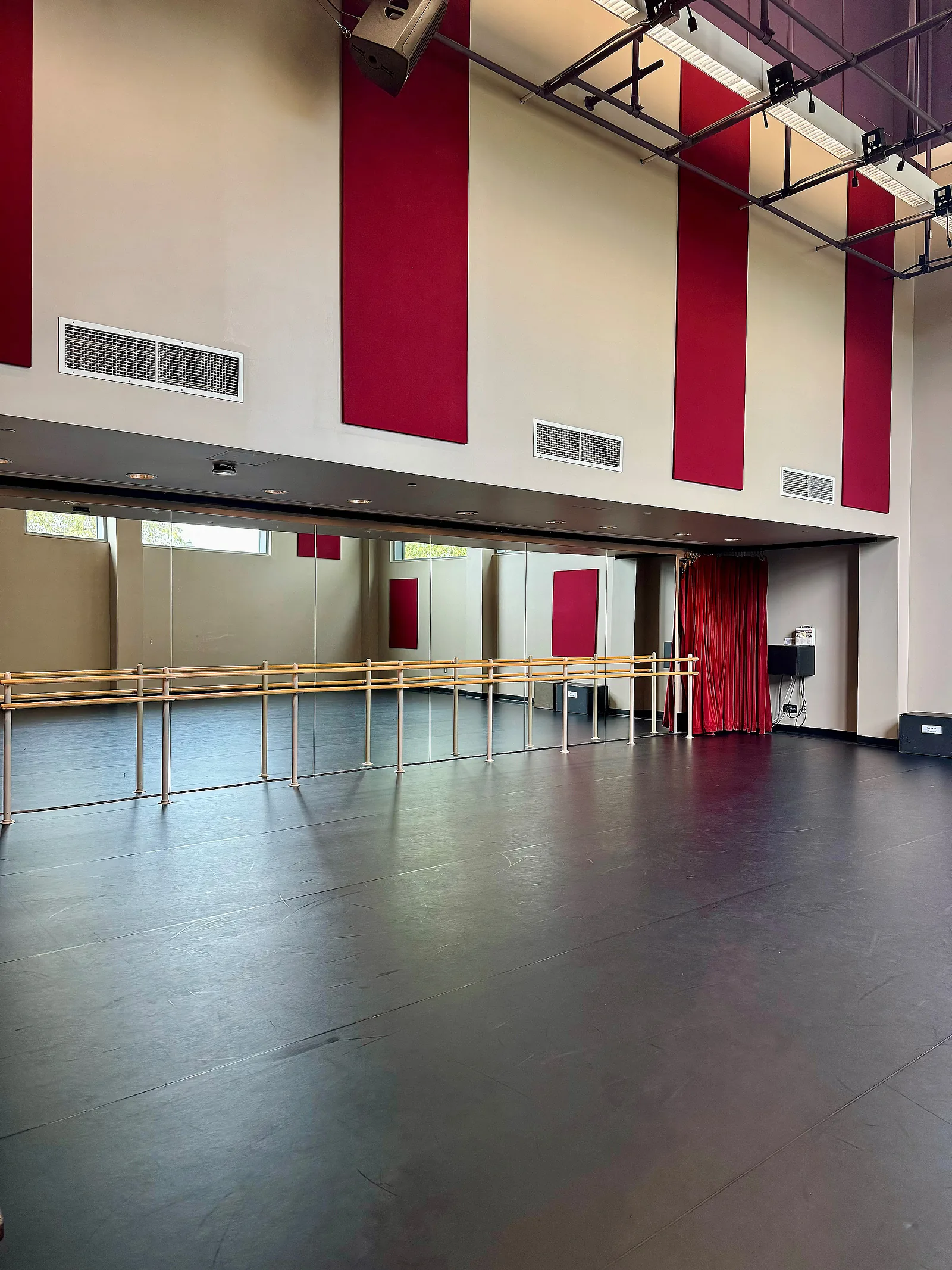 The rehearsal studio at the Kaleidoscope, with sprung Marley flooring