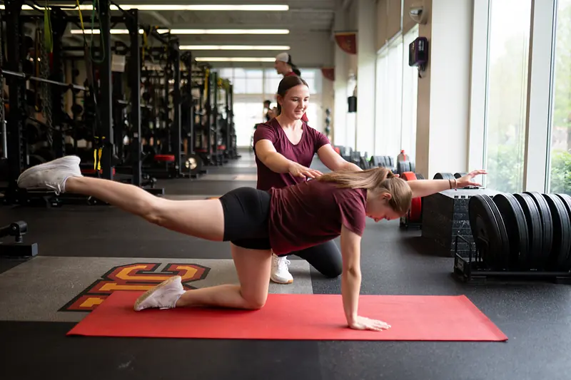 Training in the fitness center and weight room at the Bakes Center