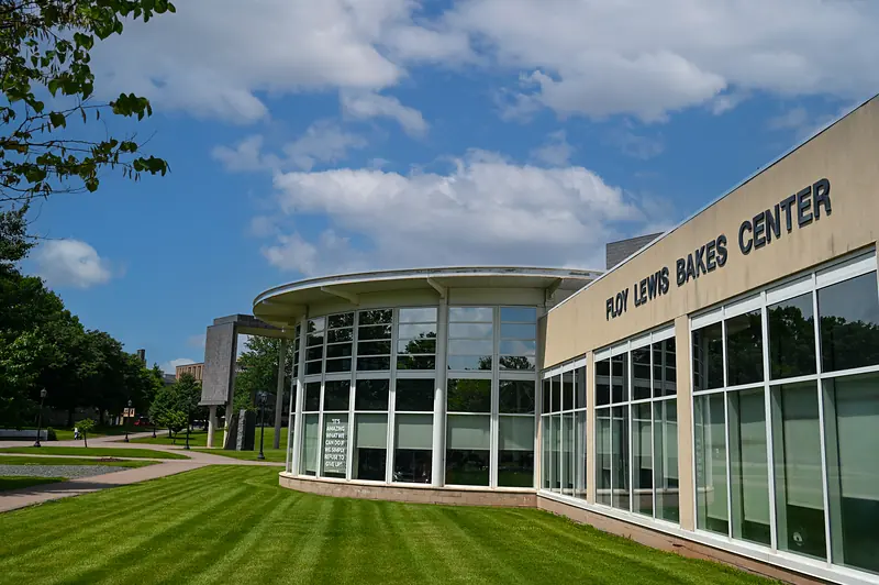 The Floy Lewis Bakes Center and its lawn