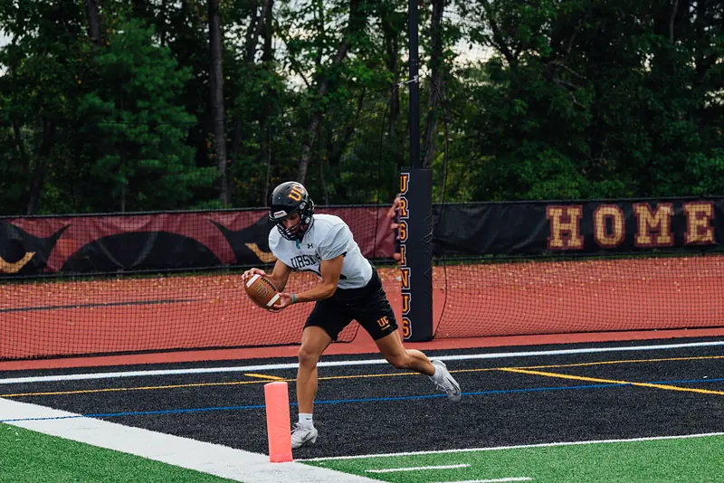 A player crossing the goal line at Patterson Field