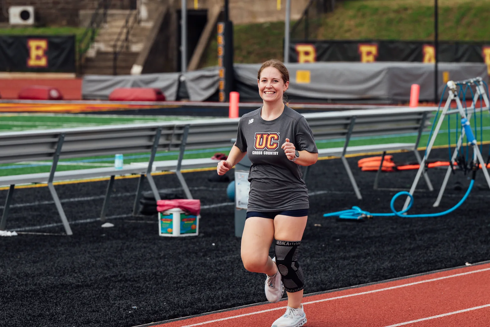 A runner on the track at Patterson Field