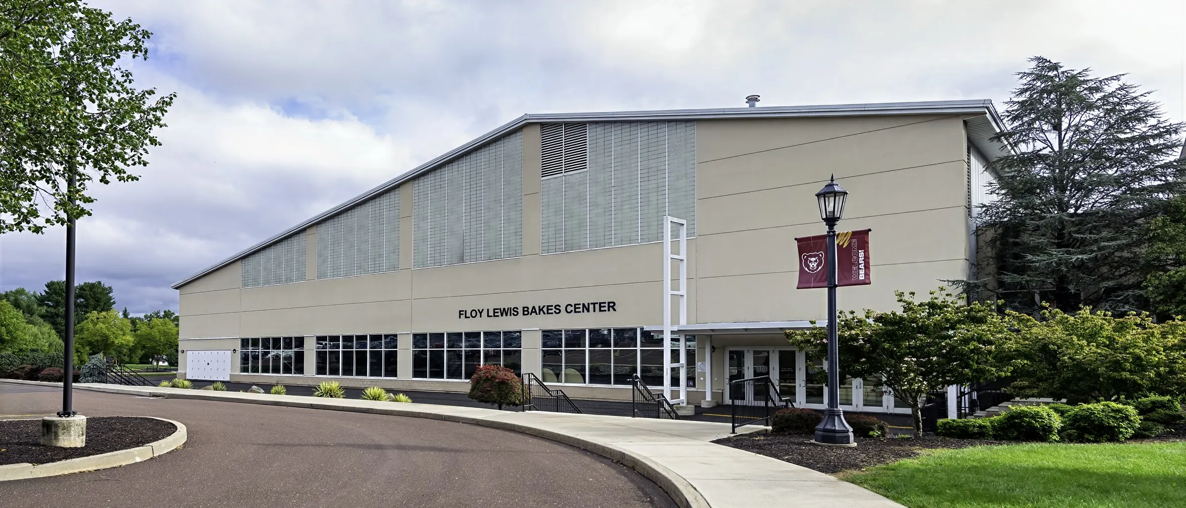 The Floy Lewis Bakes Center from the campus drive
