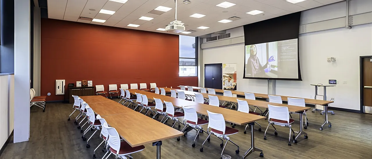 The Pfeiffer Multipurpose Room in Schellhase Commons set in rows for a keynote